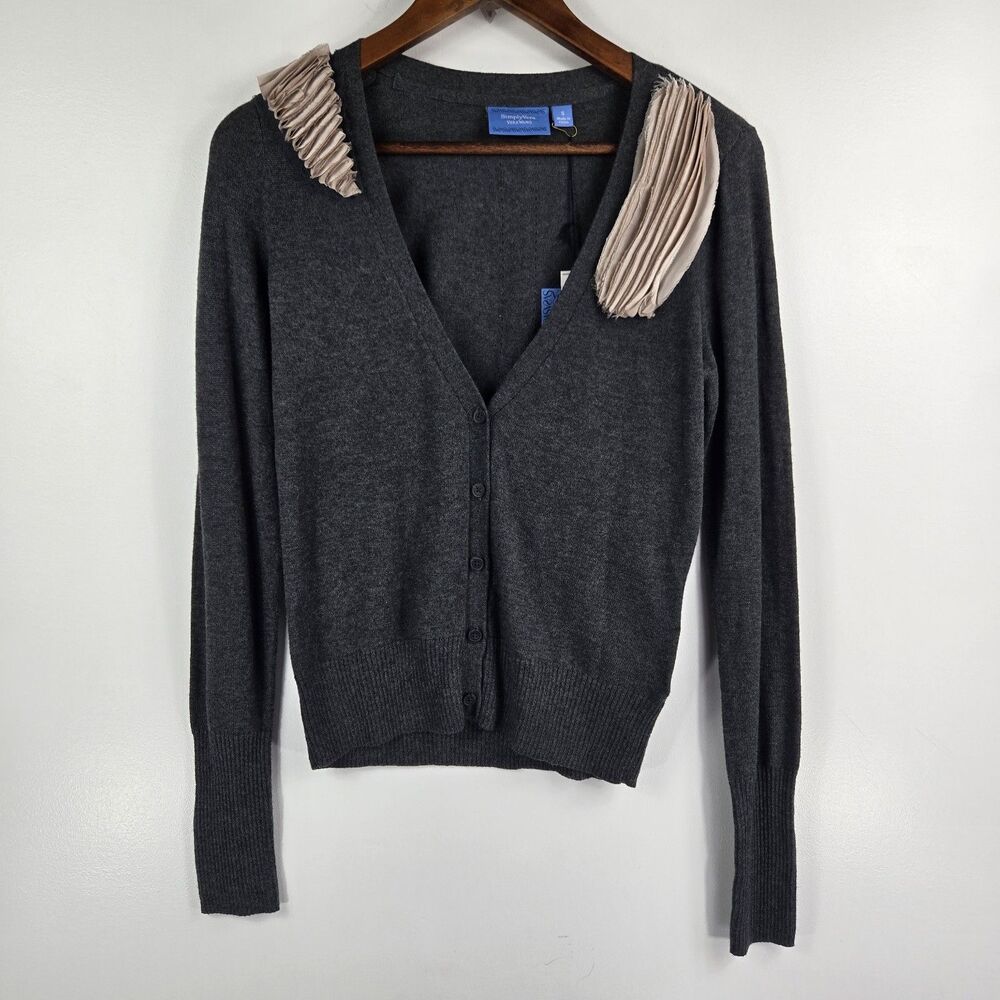 Simply Vera‎ Vera Wang Women's Small Charcoal Heathered Cardigan Sweater NWT